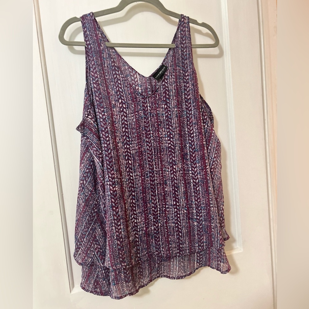Lane Bryant 18w two layer tank whimsy flow hem
